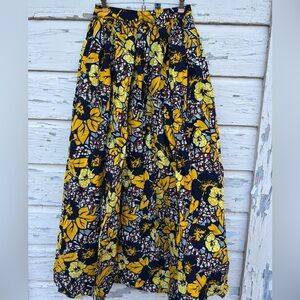 Melange Mode African Ankara Tropical Multicolored Ethnic Maxi Skirt Small